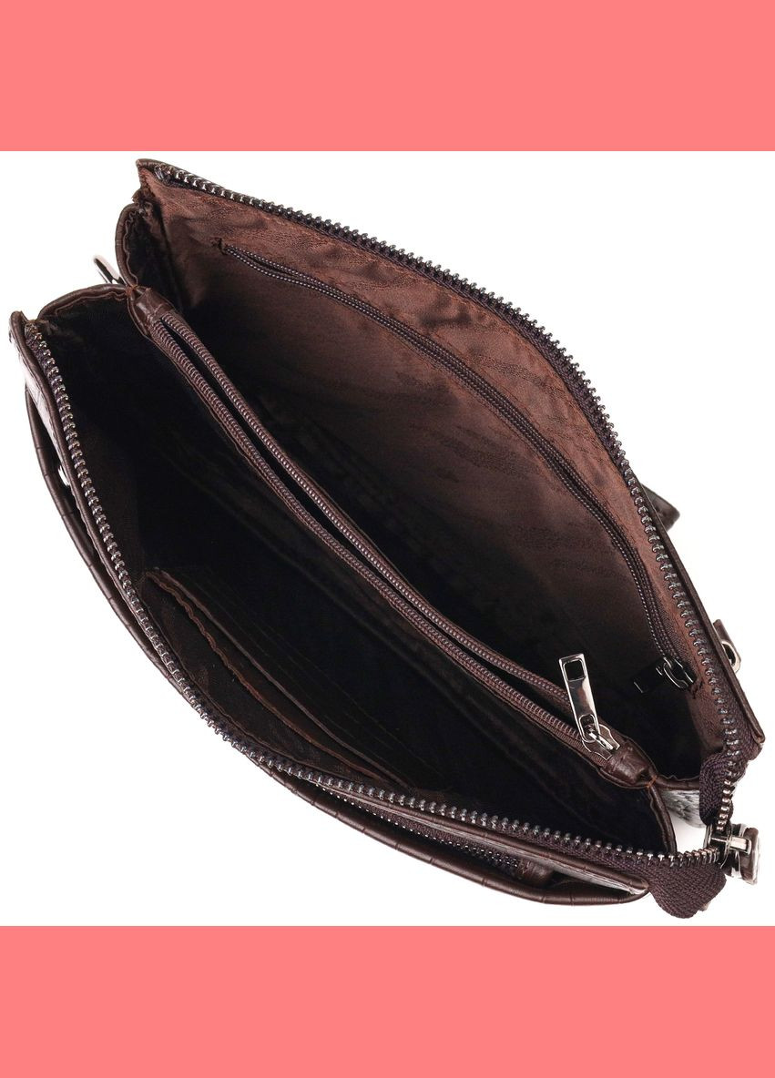 Клатч чоловічий шкіряний з тисненням під крокодила 21554 Коричневий Canpellini (302008511)