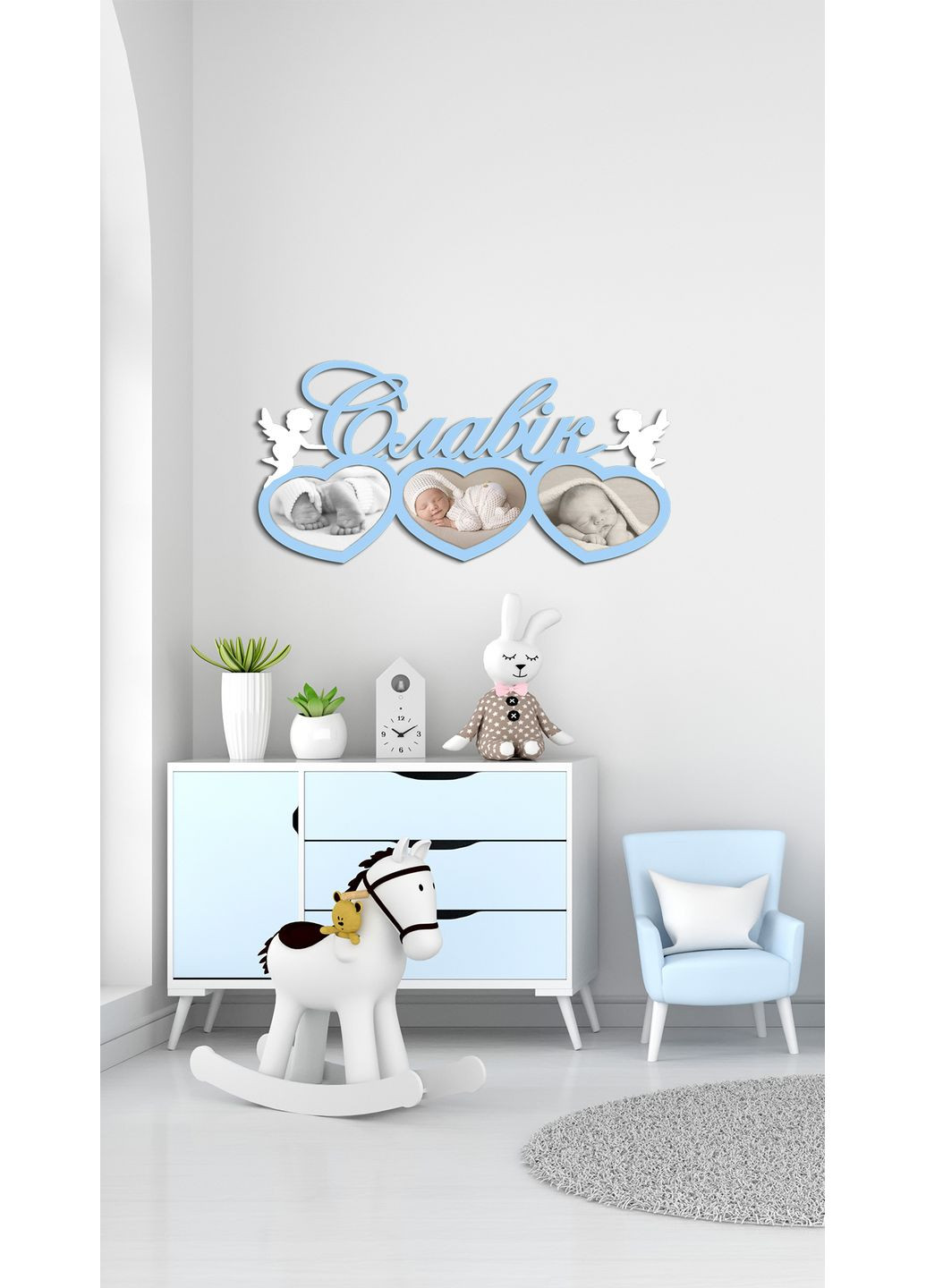 Деревянное панно на стену Рамка «Маленькое Чудо» 82х41 см (рамки 18х25 - 3шт) Decart (360609739)