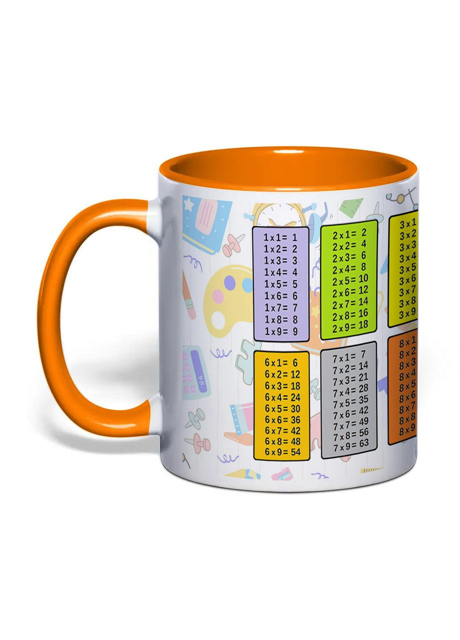 Чашка з друком "Табличка множення" 330 мл (колір помаранчевий) (29232) No Brand (358210437)