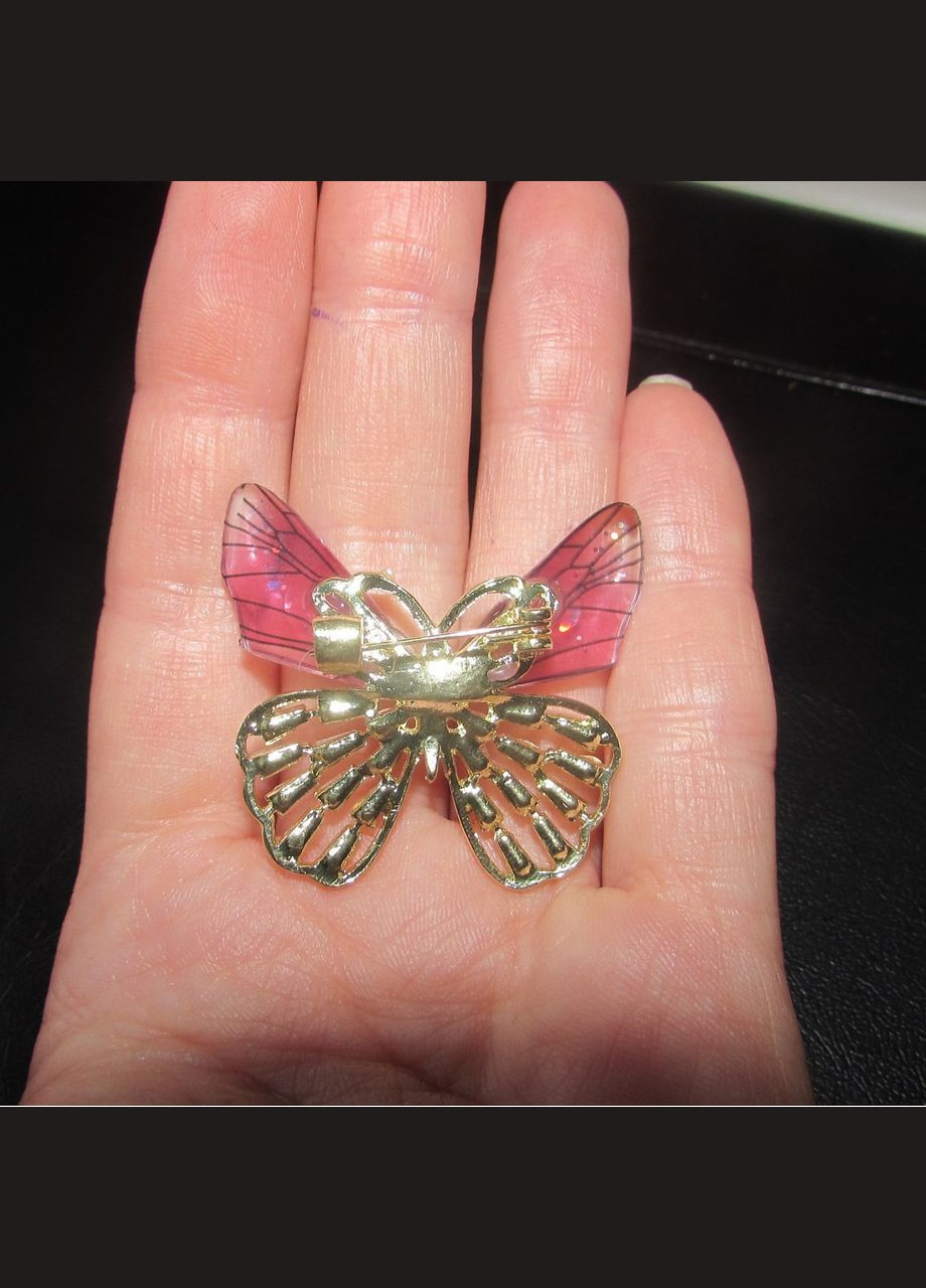 Красива малинова брошка метелик з фіанітами, 5228 Fashion Jewelry (336949769)