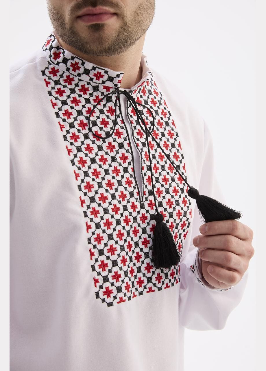 Біла чоловіча вишиванка "бандера" MEREZHKA льон (315731912)