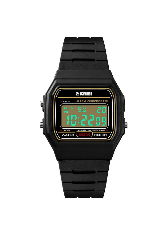 Унисекс электронные наручные часы 1412BKGD Black-Gold Skmei (364221120)