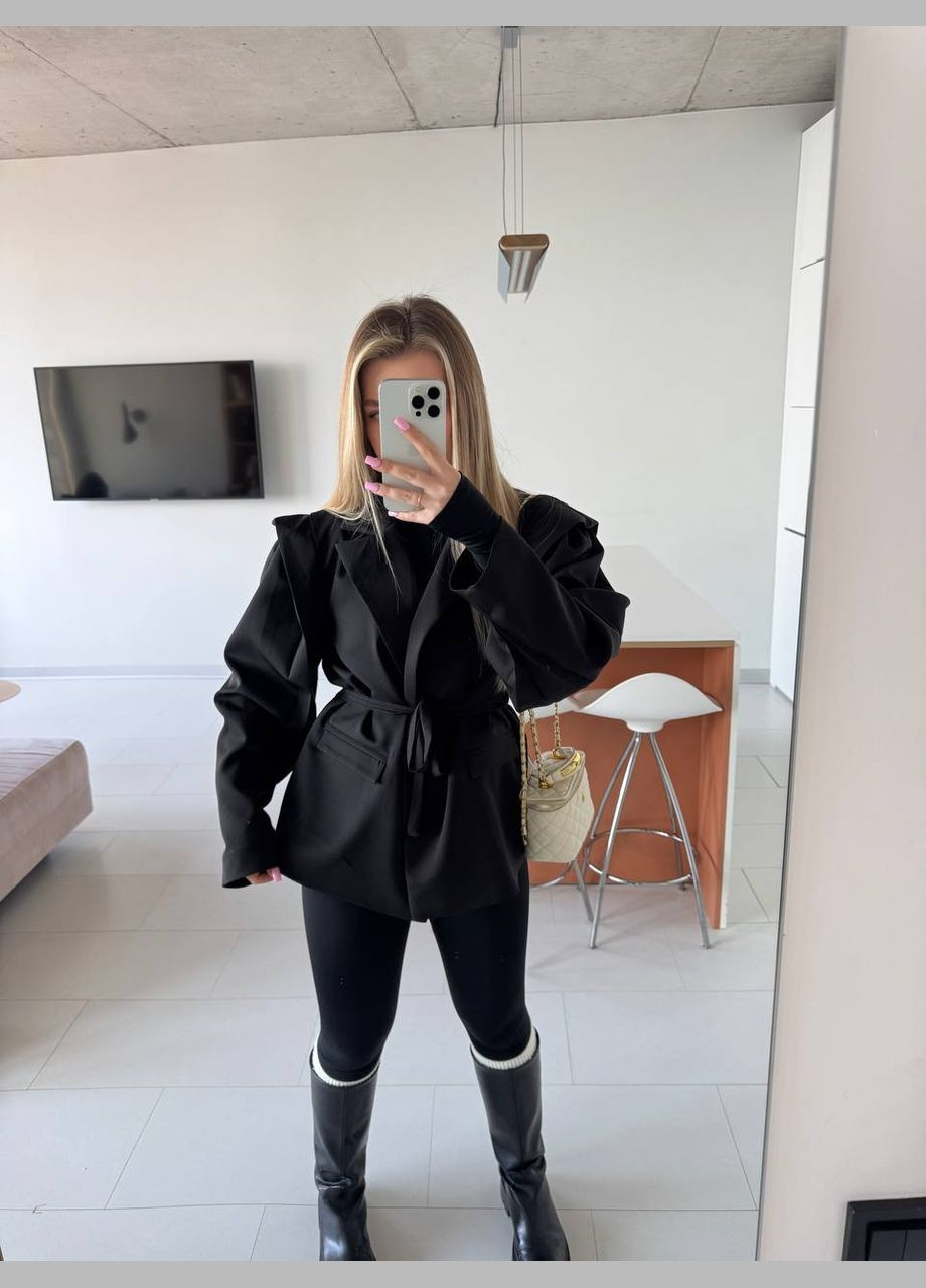 Черный женский блейзер No Brand однотонный - демисезонный