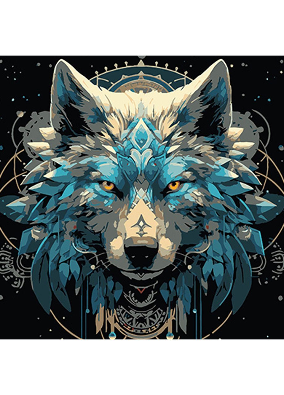 Картина по номерам для взрослых Портрет волка акриловая для творчества черная см Strateg (362419838)