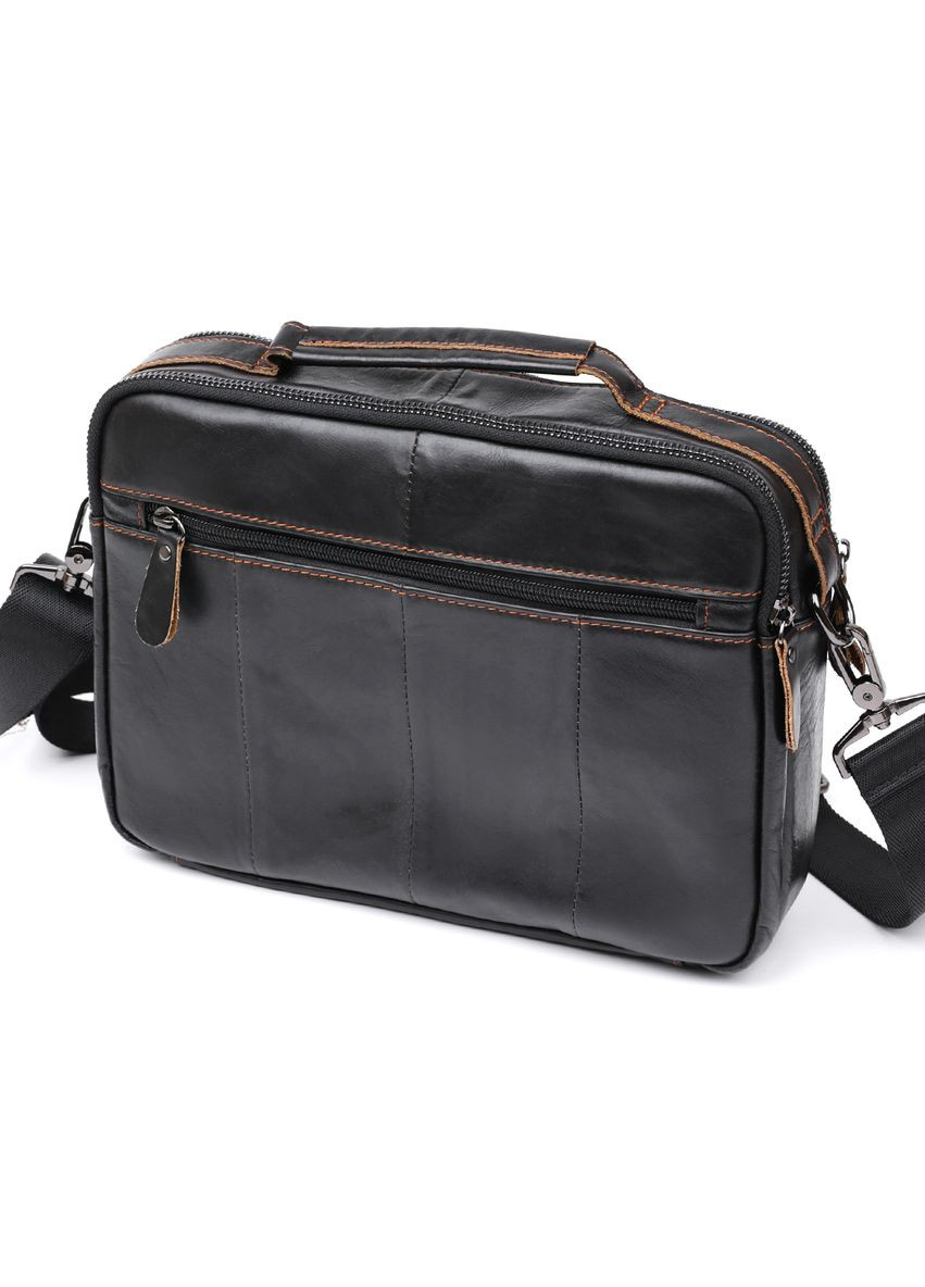 Шкіряна сумка крос боді чоловіча месенджер через плече чорна 20469 Vintage (329197923)