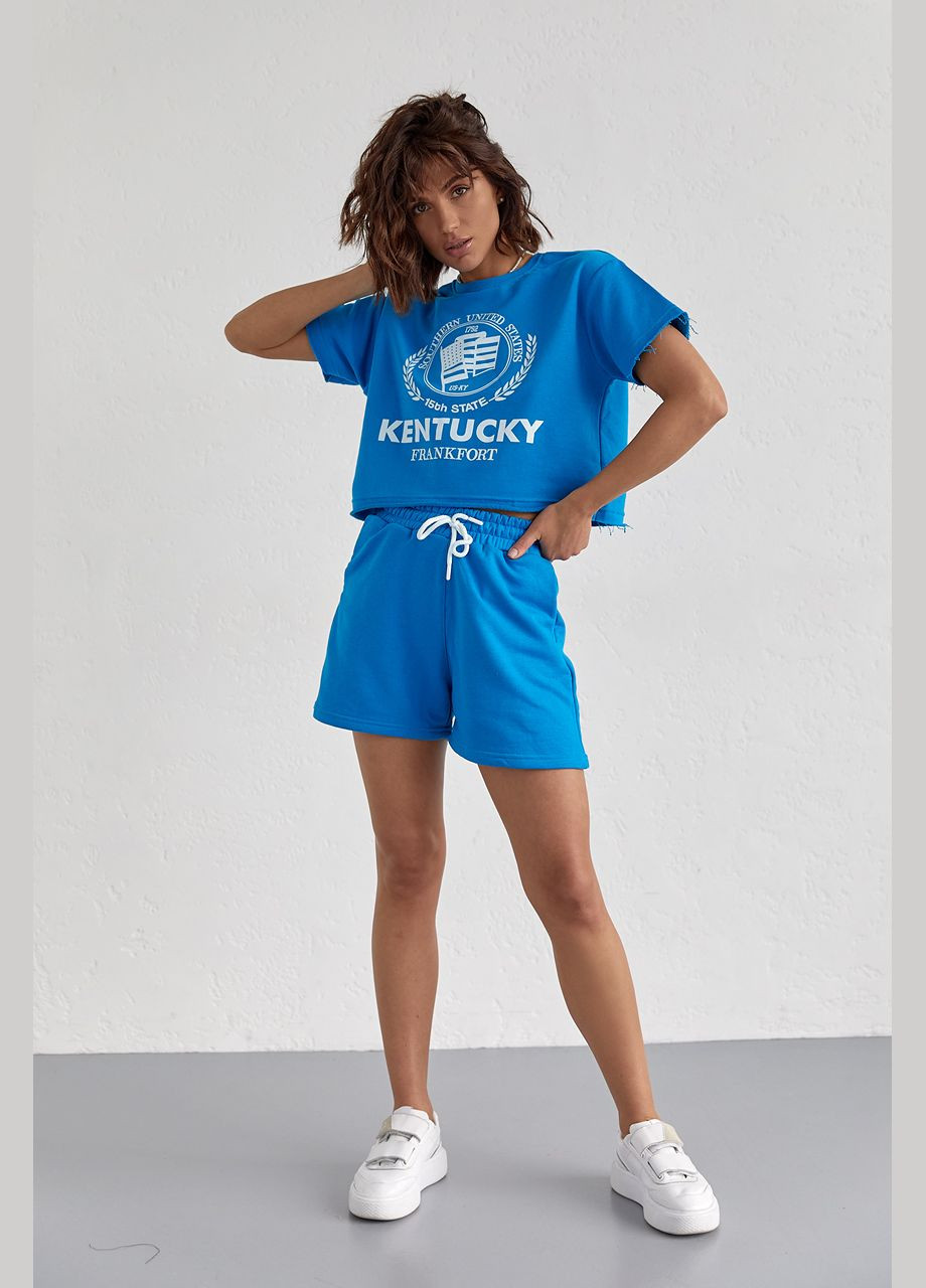 Жіночий спортивний комплект з шортами та футболкою 9295 Lurex (280910299)