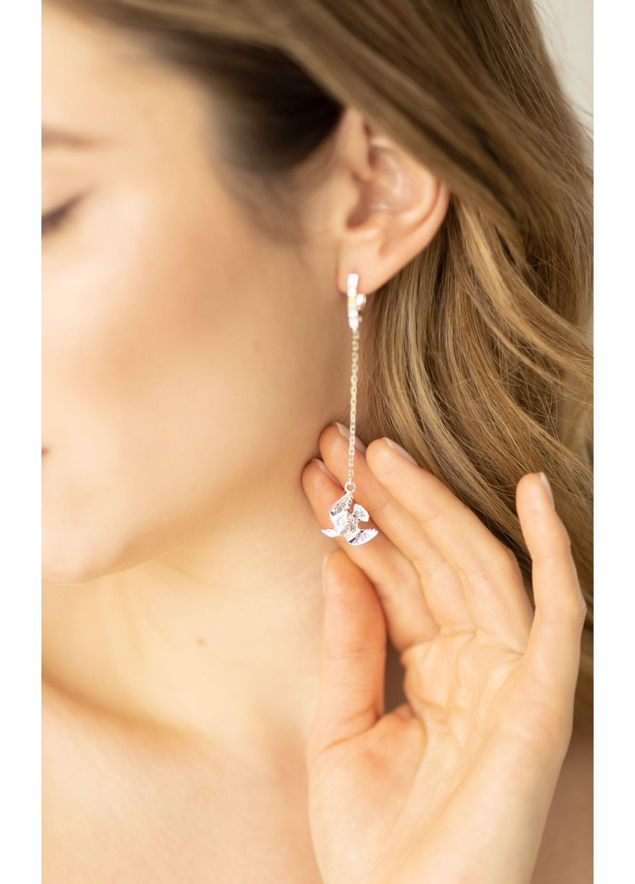 Серьги подвески серебряные с птицами Моя Голубка 925 Skifska Etnika (364202812)