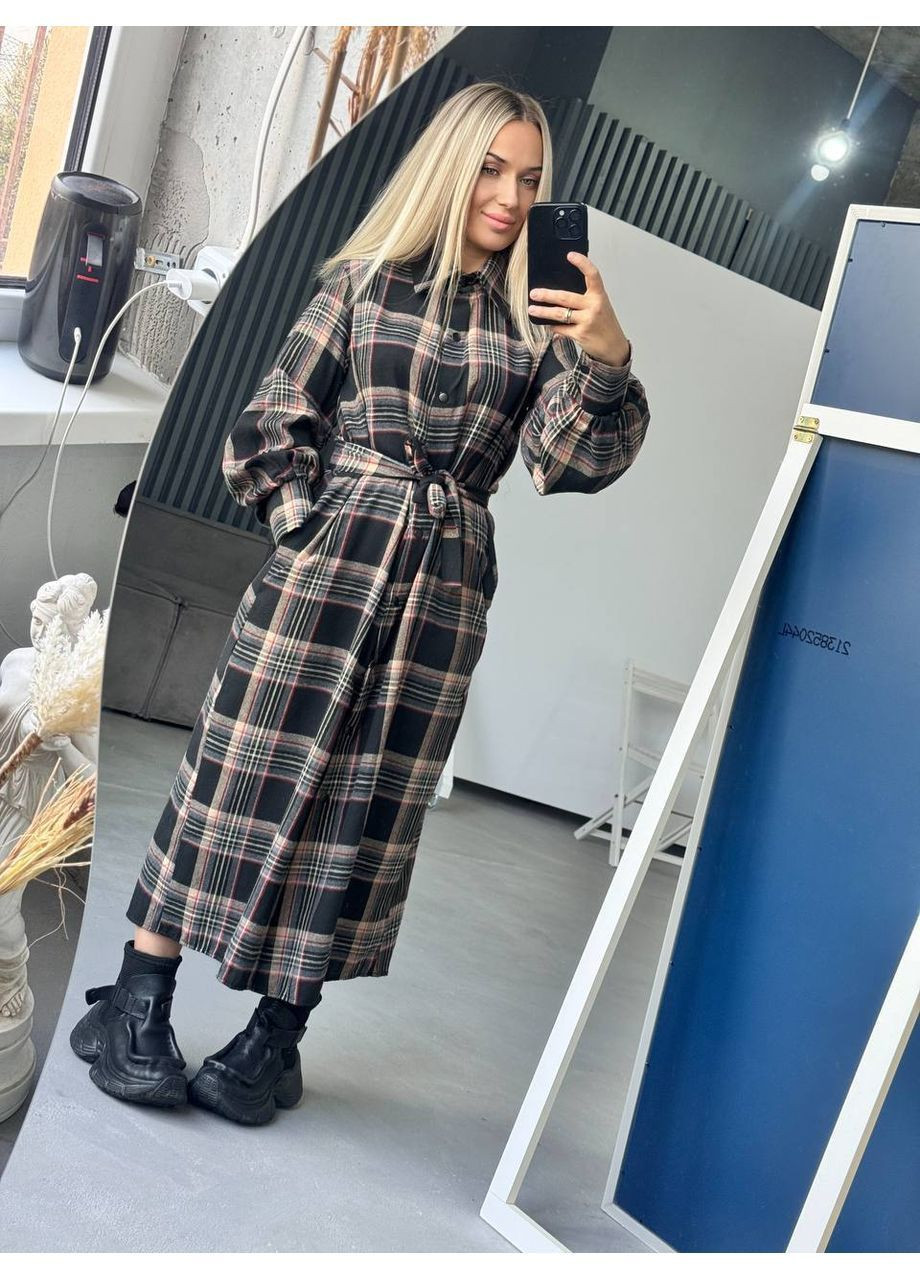 Темно-серое ✨ стильное платье-рубашка в клетку ✨ топ качество No Brand