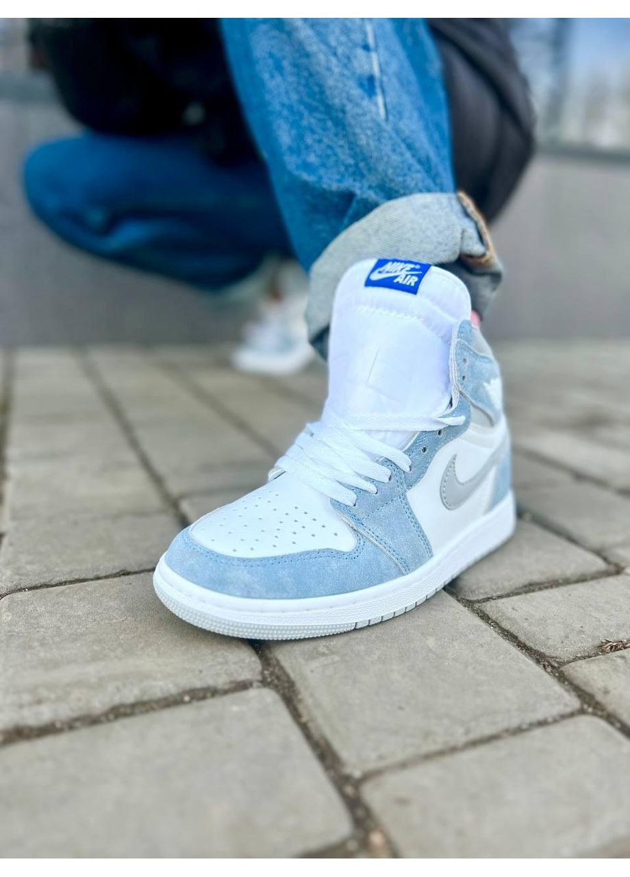 Белые зимние кроссовки мужские nike air jordan retro 1 hyper royal найк аир джордан No Brand