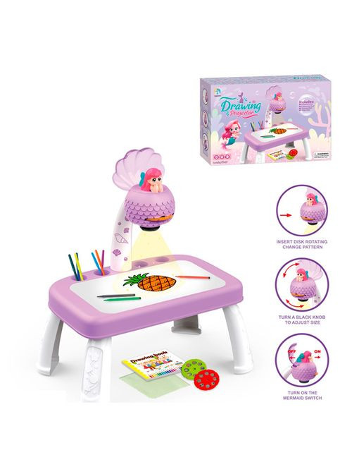 Проектор: русалка, столик, свет, слайды 24 шт., фломастеры 12 шт., альбом, батарейки (YM-89) No Brand (361400634)