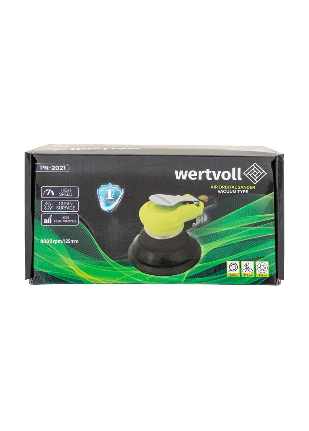 Пневмошліфувальна машина ексцентрикова Vertwoll 125 мм для фінішного шліфування з регулятором швидкості та низькою Mastertool (332205927)