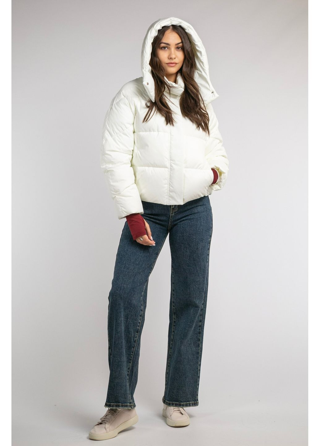 Молочна зимня куртка коротка зимова CHICLY