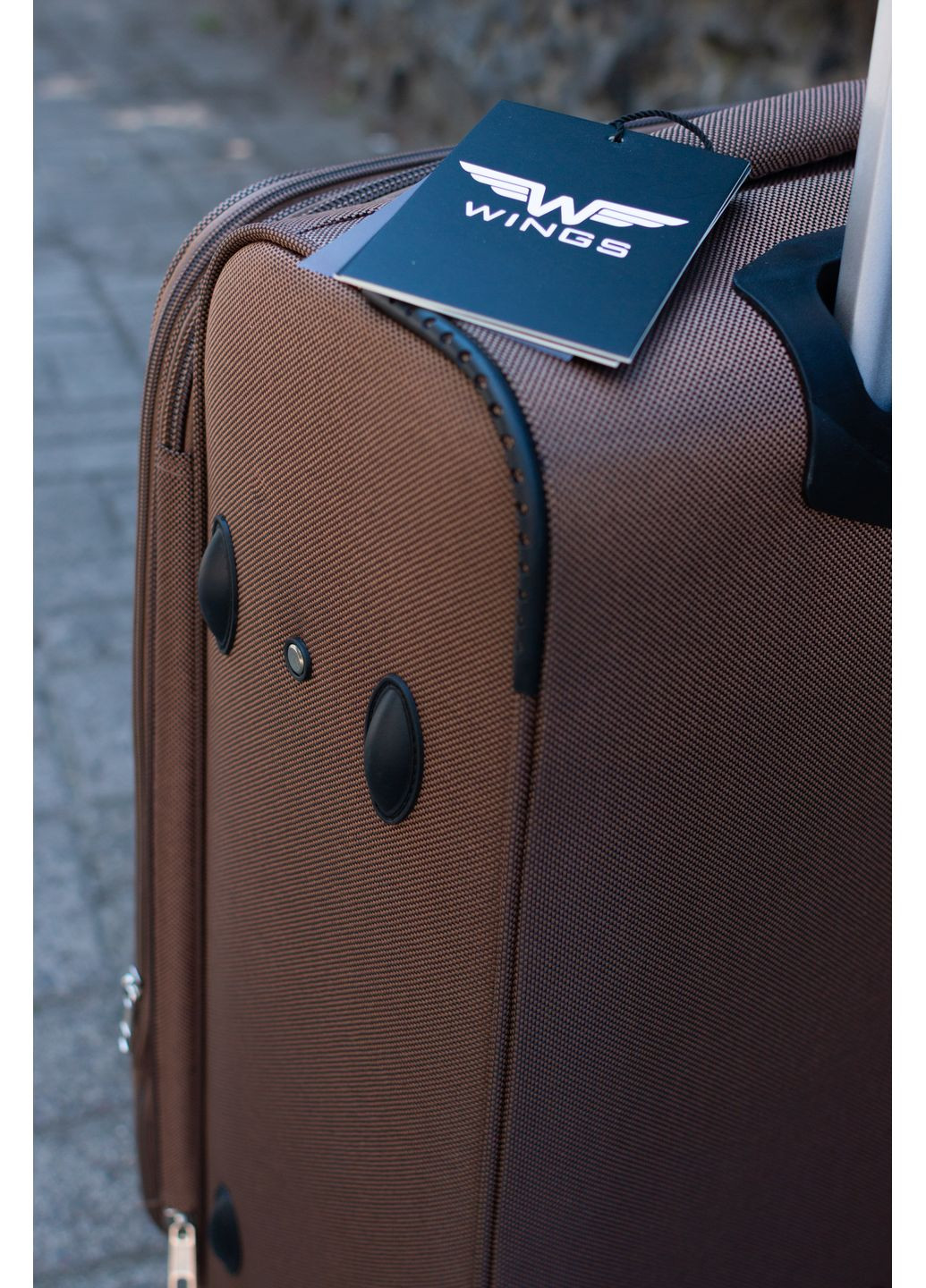 Чемодан тканевый 6802 размер S маленький на 2 колесах, цвет песочный Wings 6802/2 (350634170)