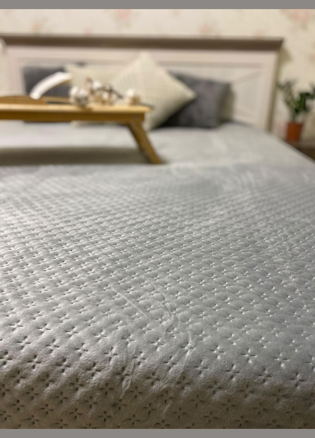 Покрывало Soty велюр евро 200х220 см Серое No Brand (316714555)