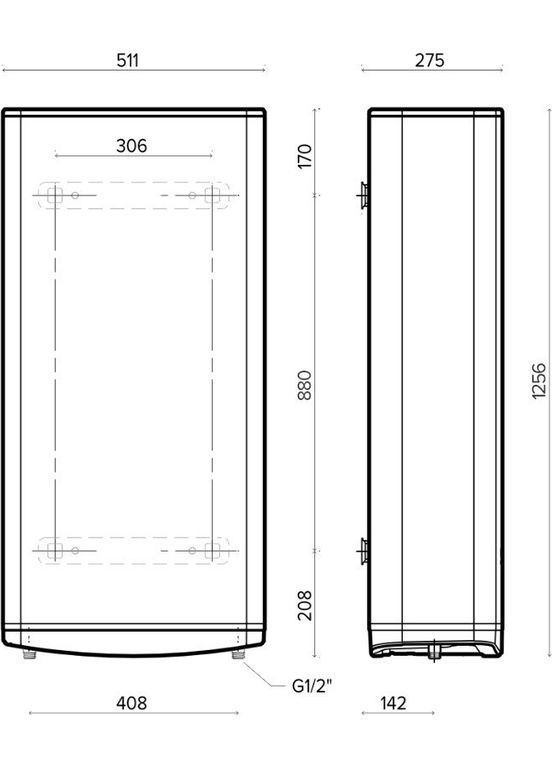 Водонагрівач електр. 3100919 плаский слім VELIS TECH 100 EU, 100л, 2*1,5кВт, ун. монтаж, електр. кер-ння, B, Італія, ARISTON (363320969)