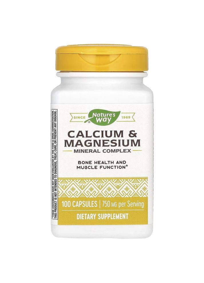 Витамины и минералы Calcium & Magnesium, 100 капсул Nature's Way (322293336)