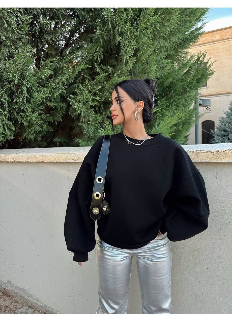 Чорний светр жіночий Гермес однотонний без декору (361948979)