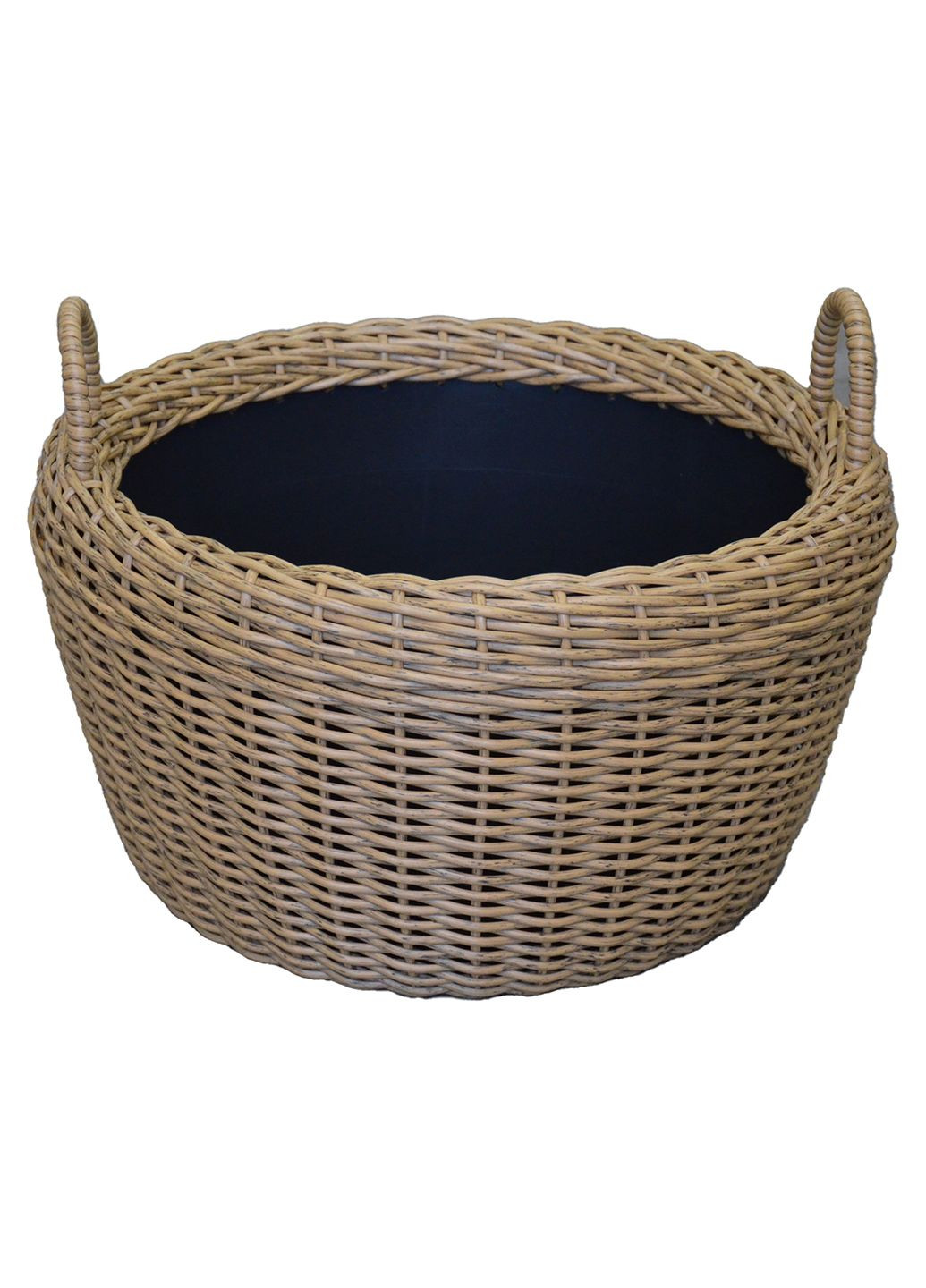 Кошик для дров плетений (дровниця) з штучного ротанга ручної роботи. Колір Дерево. 45 літрів Handmade (327878900)