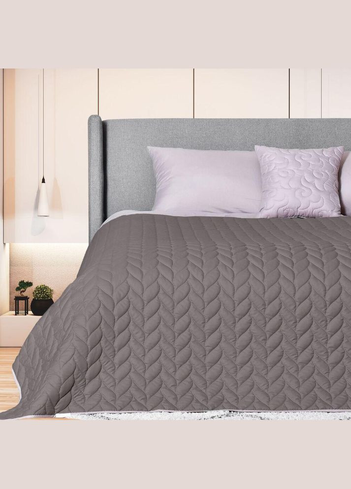 Покривало на ліжко 220х240 см Warmis двостороннє, міцне стьобання тканини, антиалергенне волокно сірий/беж IDEIA (334726609)