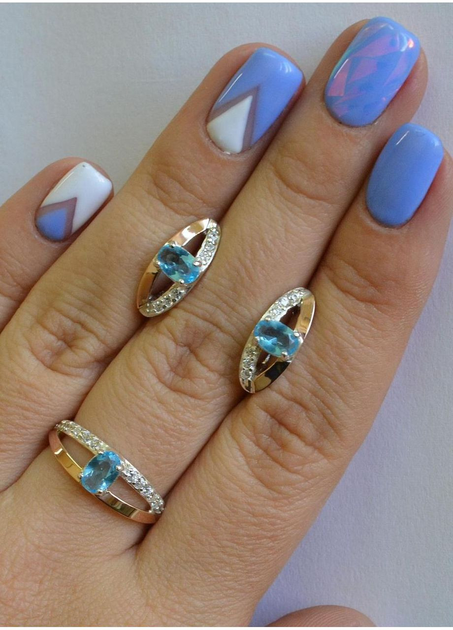 Срібний гарнітур з накладками із золота Silver Style (367268294)