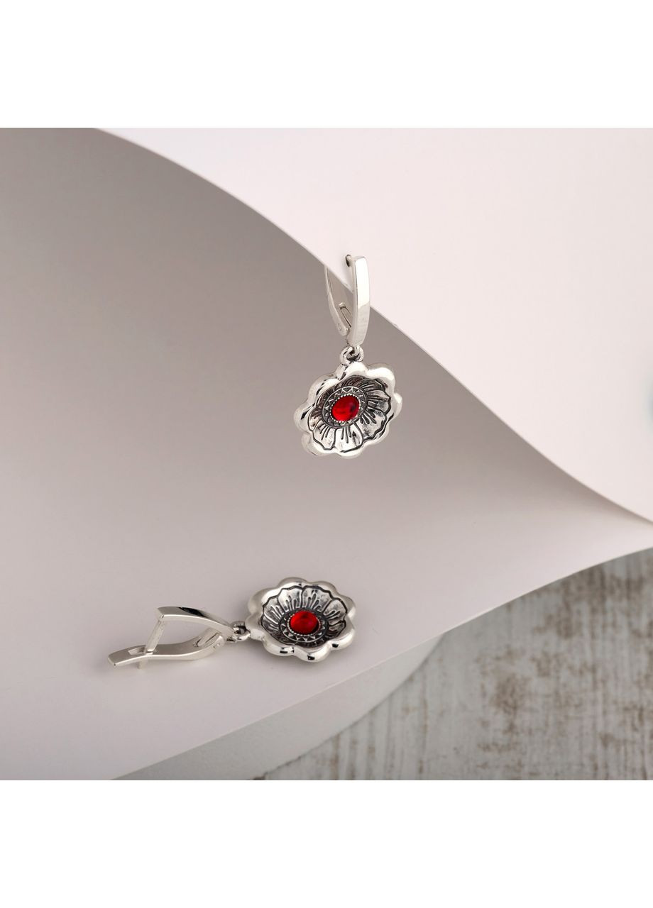 Сережки срібні з квітками Калачик 925 Skifska Etnika (364202533)