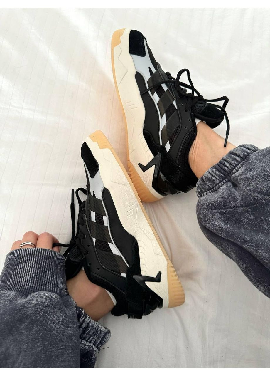 Чорні Осінні кросівки чоловічі adidas niteball 2.0 black / gum адідас найтбол No Brand