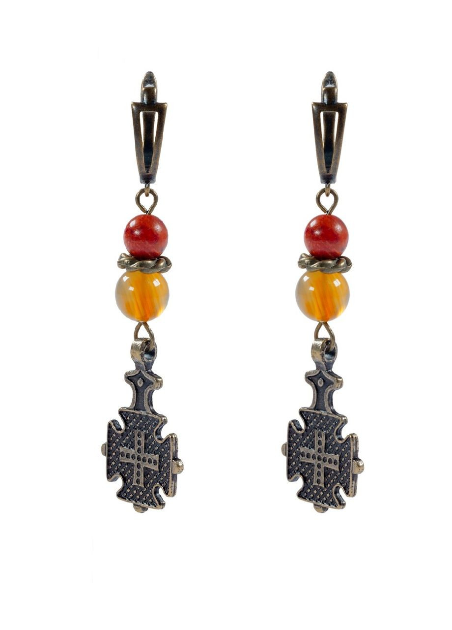 Сережки "Орден" Корал губчастий, Агат Fursa fashion (369127936)