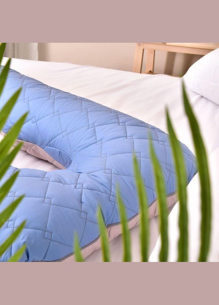 Наволочка на П-подушку стеганная для беременных и отдыха 140х75х20 см с молнией джинс/св.серая IDEIA (278370463)