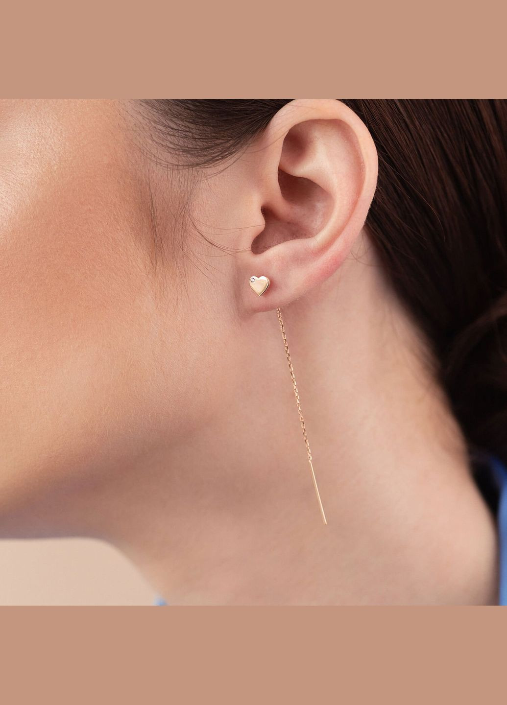 Золоті сережки - протяжки Сердечки з фіанітами с08256 Oniks (266790564)