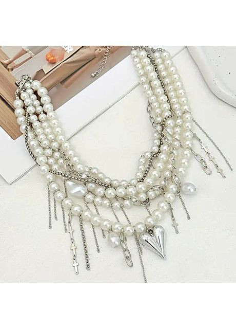 Колье Ожерелье Чокер многослойный жемчужинки (имитация) No Brand (366668030)