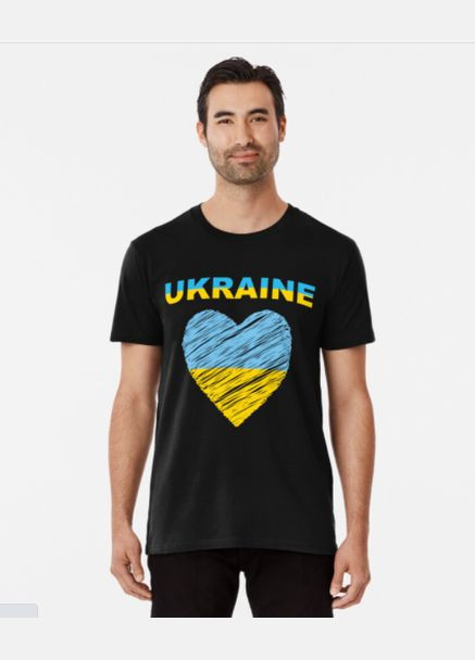 Чорна чоловіча патріотична футболка з принтом ukraine україна сердечко прапор Stedman