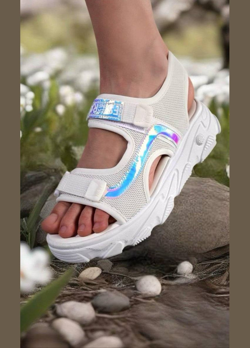 Белые босоножки женские белого цвета на липучках No Brand на липучке