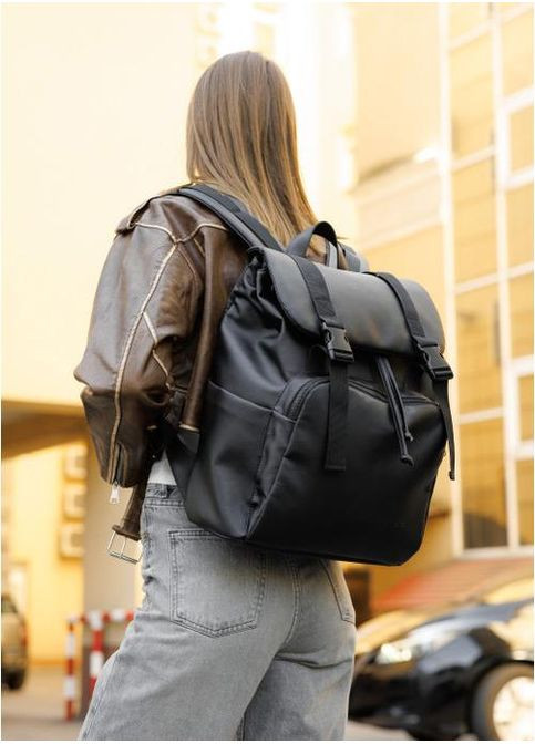 Рюкзак женский с экокожи городской RollTop 0SHn Черный 37743-837 2968-84421 Sambag (355884710)