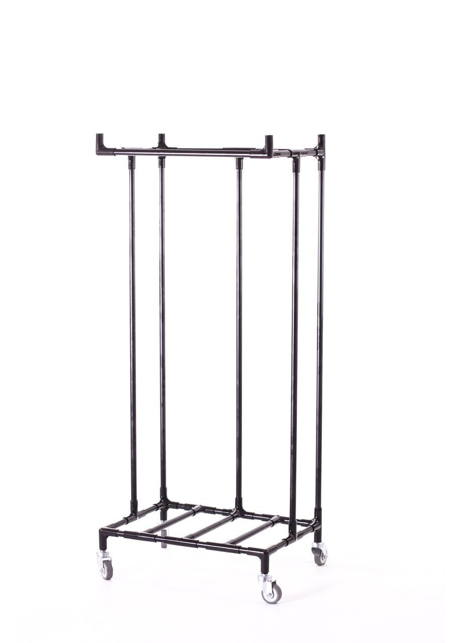 Металева стійка - тримач (контейнер) для сміттєвих пакетів для сухого та об'ємного сміття на колесах чорна Treho 240 SW Metaplant (346530996)