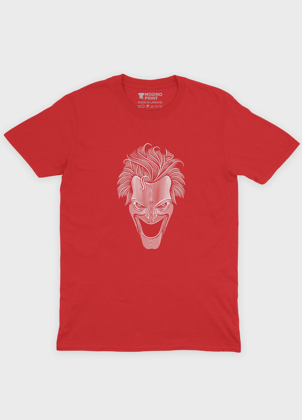 Красная демисезонная футболка для мальчика с принтом супервора - джокер (ts001-1-sre-006-005-017-b) Modno