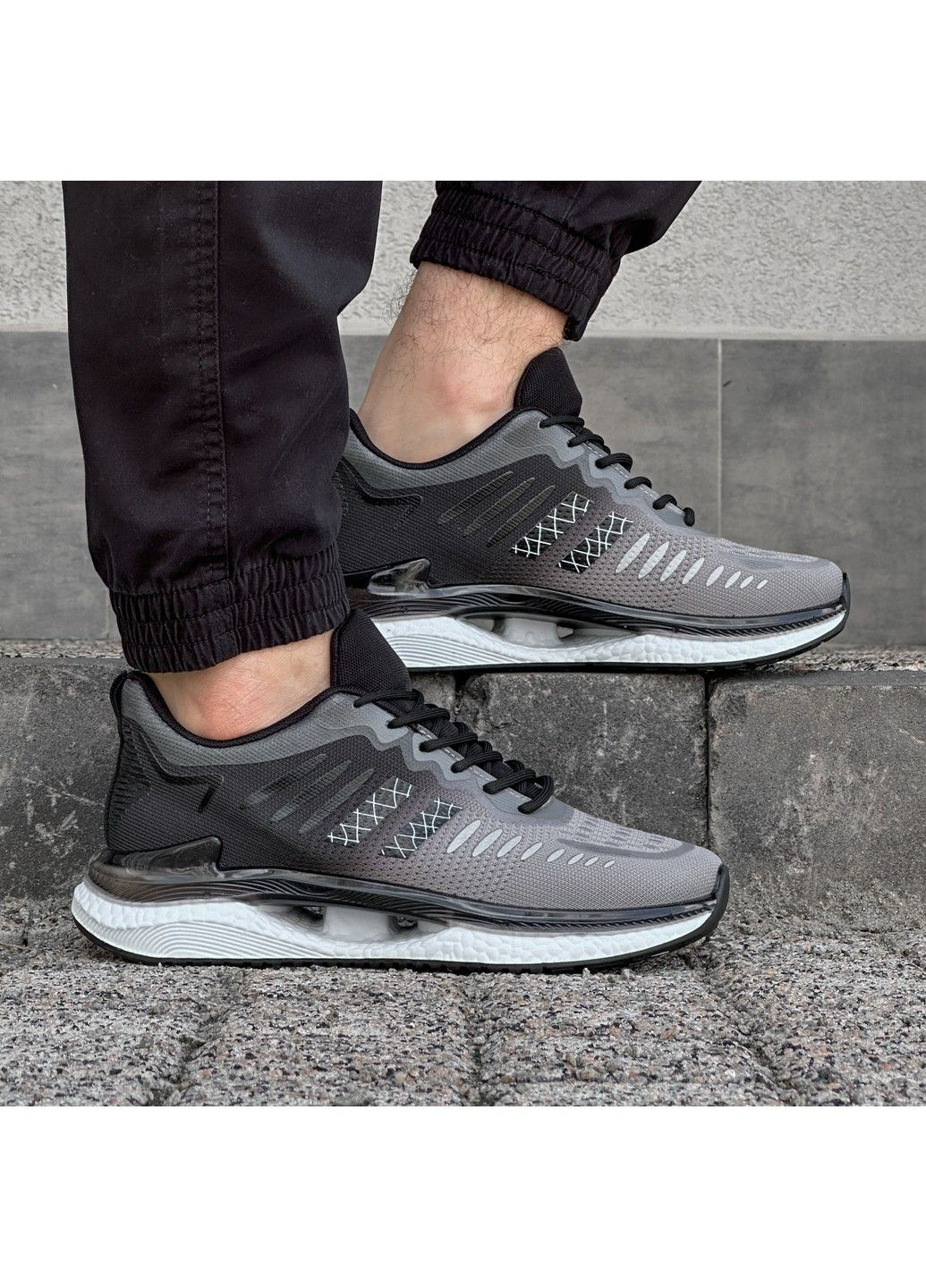 Сірі Осінні кросівки чоловічі сірі текстильні YZY