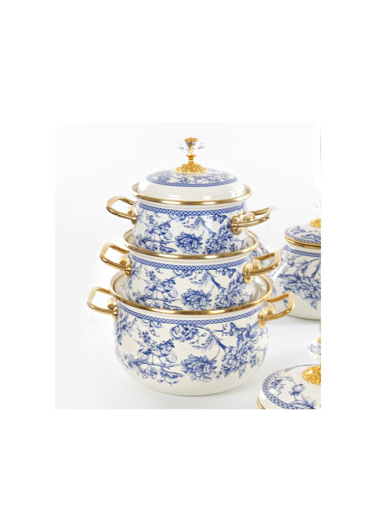 Каструля емальована "BUTTERFLY" з кришкою, 2,1 л, 16 см Elmani (360403609)