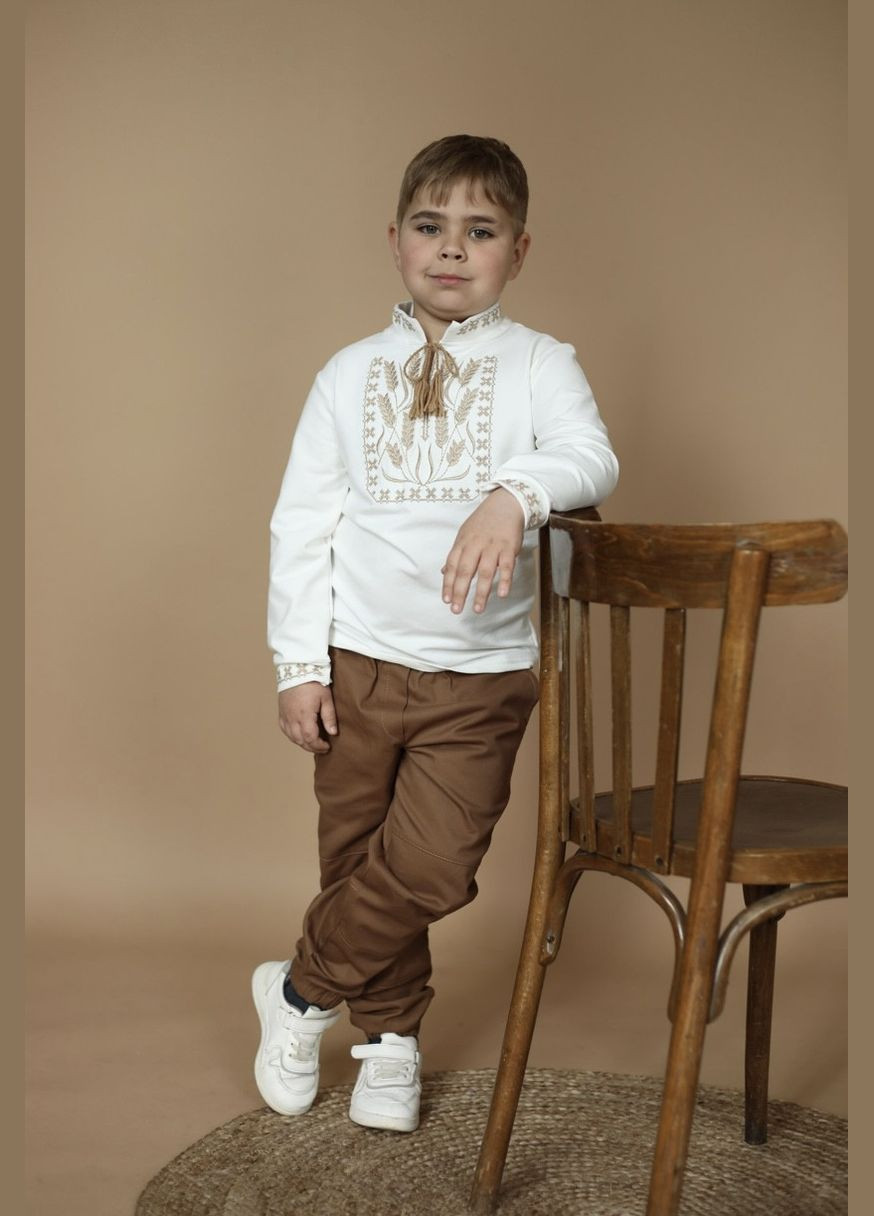 Вышиванка трикотажная детская для мальчика белая пшеница No Brand (341327666)