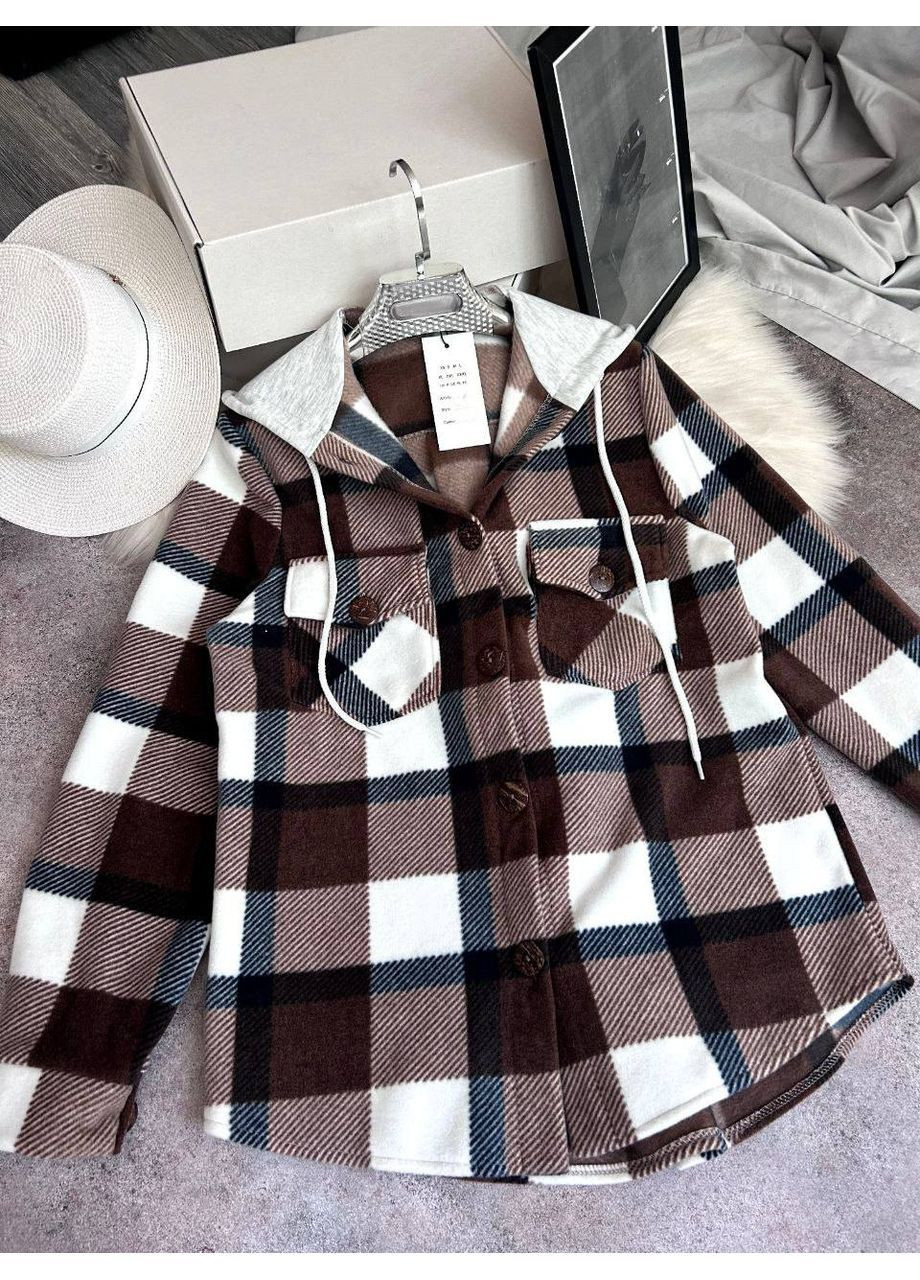 Коричневая повседневный, вечерний, классическая, кэжуал рубашка в клетку FINO Mode с длинным рукавом