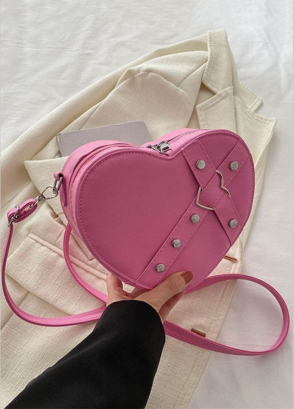 Жіноча сумка 8524 крос-боді Серце рожева No Brand (303322983)