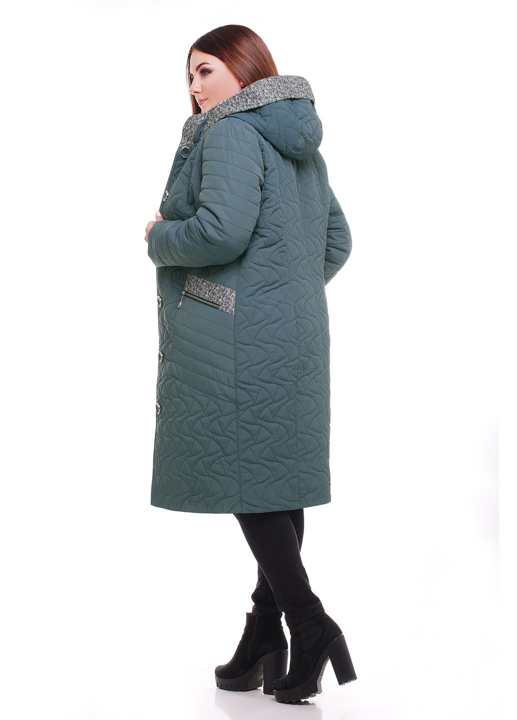 Серо-голубая демисезонная удлиненная демисезонная куртка Welltre