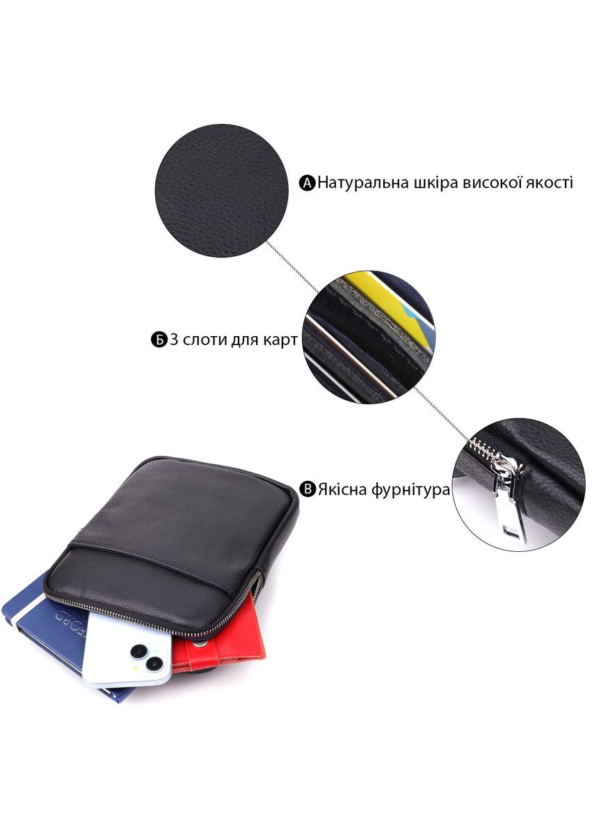 Удобная вертикальная сумка для мужчин из натуральной кожи с карманами Черный (sku_22862) No Brand (328922403)