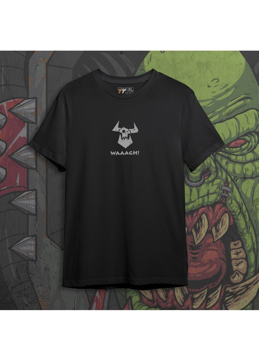Чорна футболка з принтом warhammer 40k - waaagh! No Brand