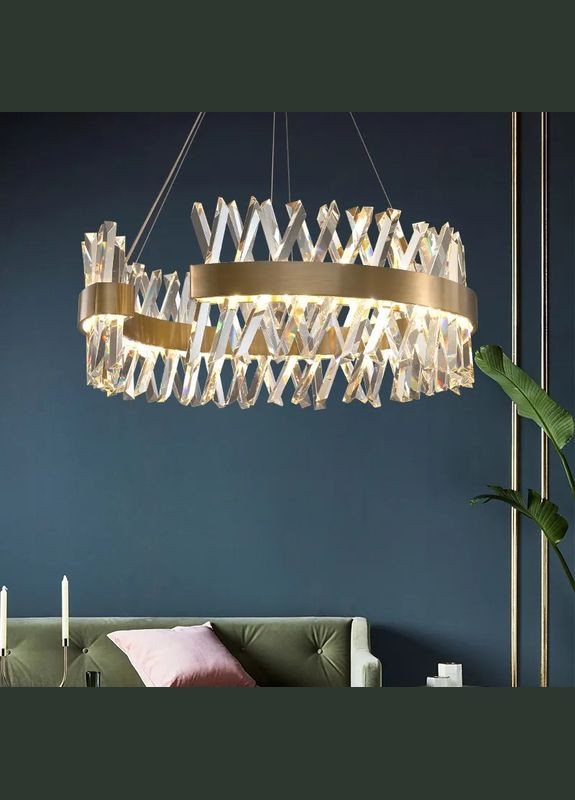 Люстра светодиодная подвесная LED светильник для квартиры на потолок лэд 27224 Латунь 40-170х60х60 см. Sunnysky (364754113)