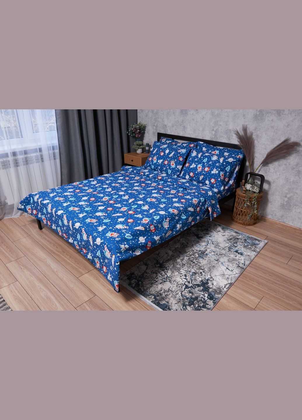 Комплект постільної білизни Бязь Gold Люкс «» King Size 220x240 наволочки 4х70х70 (MS-820001742) Moon&Star Space Cats (285717123)