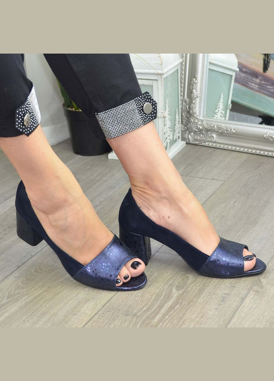 Vasha para Туфли кожаные комбинированные с открытым носком,. 38 размер синий з, украина — демисезон (353828491)