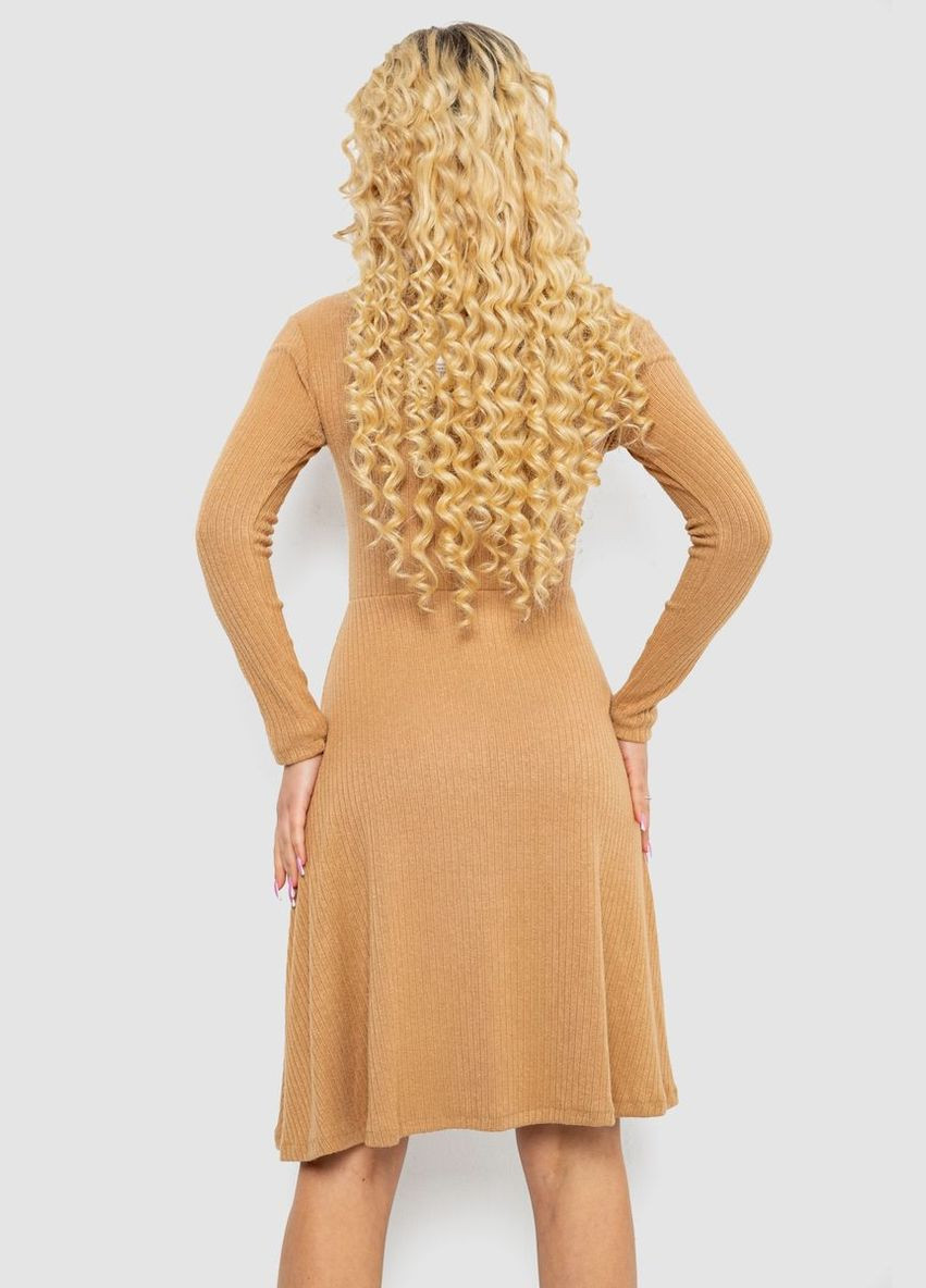 Бежевое повседневный платье трикотажное с оборкой клеш Sport Line однотонное
