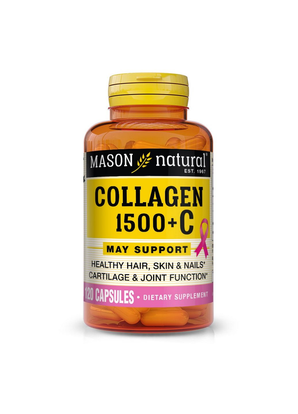 Препарат для суставов и связок Collagen 1500 + Vitamin C, 120 капсул Mason Natural (293421179)