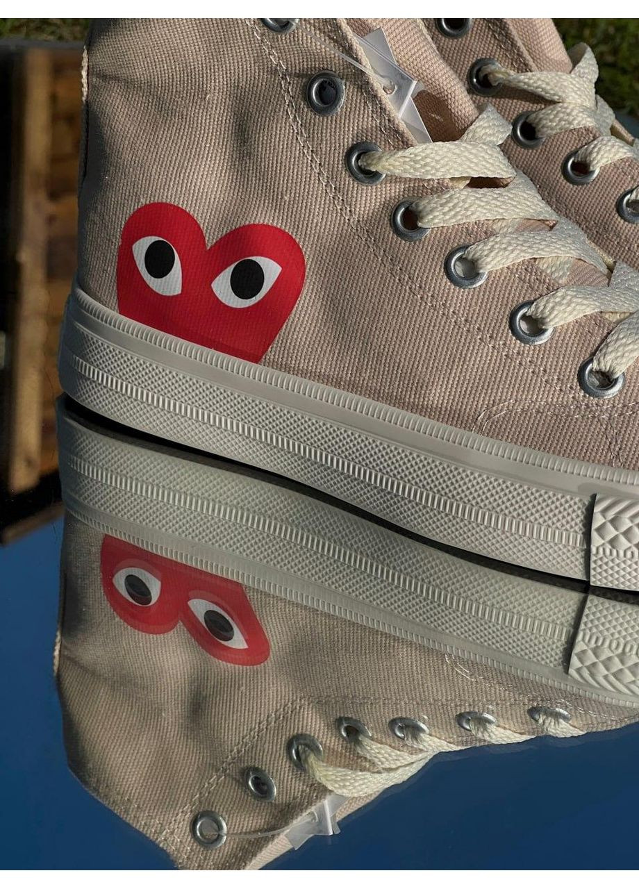 Бежеві Осінні кеди чоловічі converse x comme des garsons play chuck beige конверс No Brand