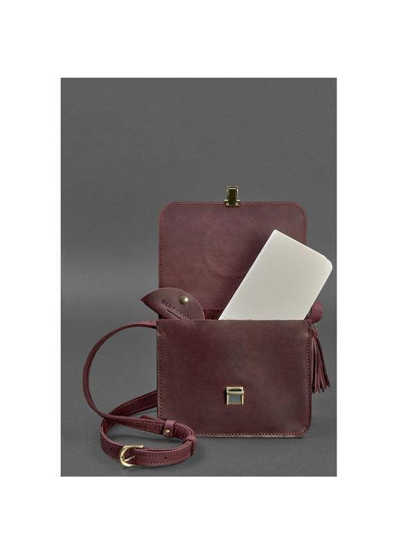 Сумка крос-боді через плече з натуральної шкіри жіноча маленька Бордовий 40155 BlankNote (361970408)